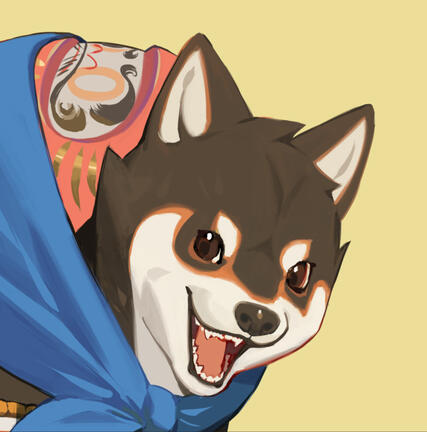 Illustration of a shiba inu dog smiling